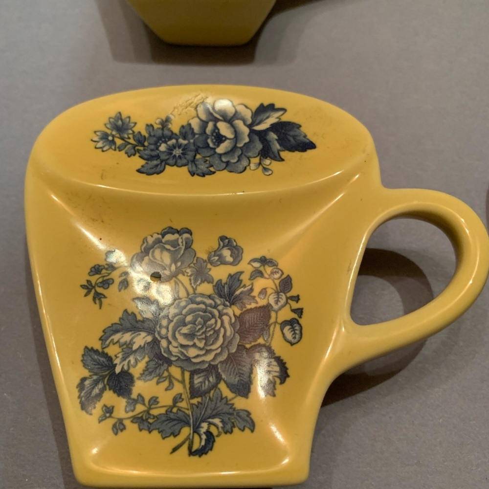 SPODE 4 Blue Room Garden Flowers Yellow Teacup Shaped Teabag/Spoon Rests L0407 - Picture 15 of 17